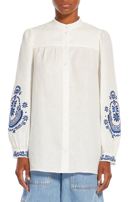 Weekend Max Mara Carina Embroidered Tunic Shirt White at Nordstrom,