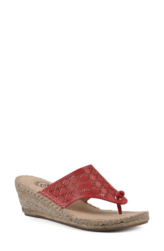 White Mountain Footwear Beaux Espadrille Wedge Sandal In Cruella Red/ Smooth