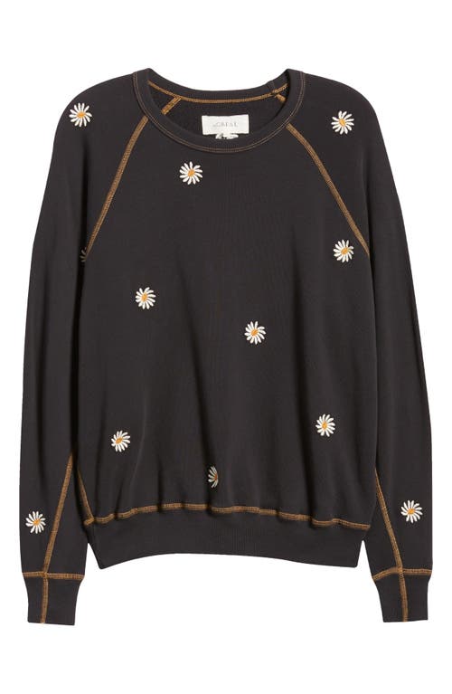 Shop The Great . The Daisy Embroidered College Sweatshirt In Almost Black