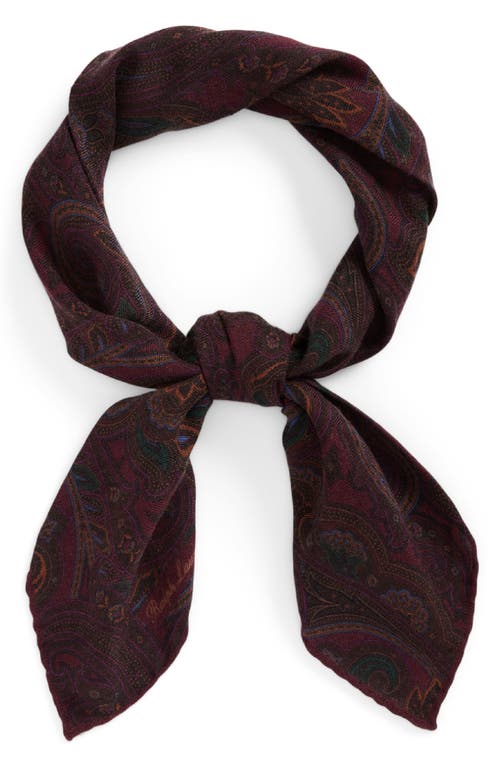 Ralph Lauren Purple Label Paisley Cashmere & Silk Neckerchief in Wine Multi 