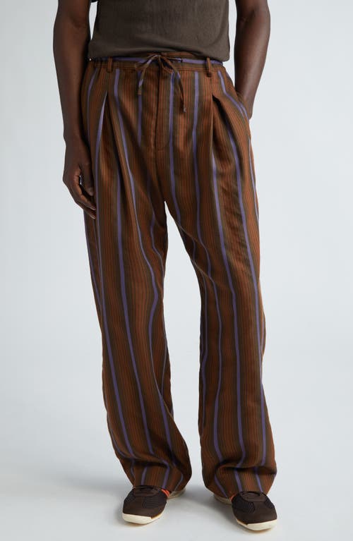 Wales Bonner Chorus Chevron Stripe Virgin Wool Trousers Brown And Blue at Nordstrom, Us