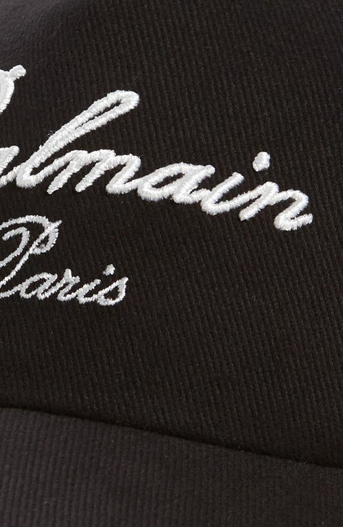 Balmain Signature Embroidered Cotton Baseball Cap In Black/ivory