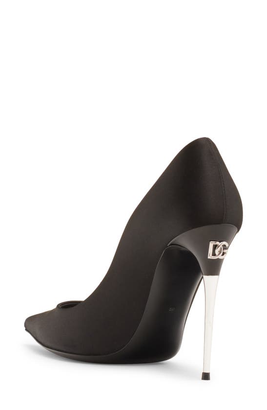 Dolce & Gabbana Silk Satin Pointed Toe Pumps With Transparent Stiletto Heel In Black