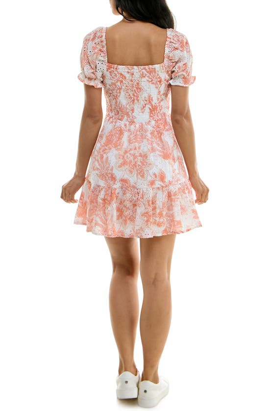 Shop Speechless Floral Puff Sleeve Broderie Anglaise Mini Sundress In Cream/ Rose Jm