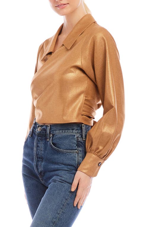 Shop Fifteen Twenty Sloane Metallic Wrap Top In Camel