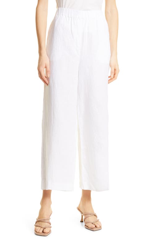 Parini Linen Pull-On Pants in White Solid