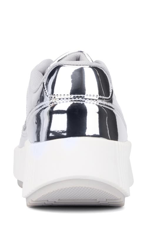New York And Company Tana Platform Sneaker In Silver Glitter