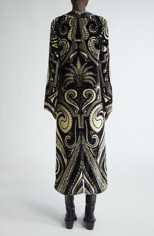 Shop Johanna Ortiz Paisley Jungle Long Sleeve Velvet Tunic Midi Dress In Henna Meets The Tropics/black