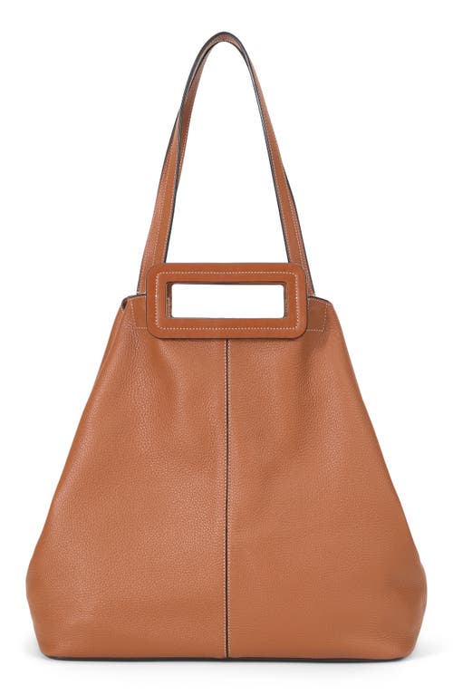 Shop Staud Grande Leather Tote Bag In Tan