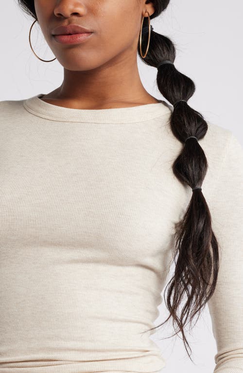Bp. Ribbed Long Sleeve T-shirt In Beige Oatmeal Light Heather