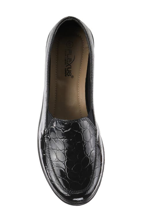 Flexus By Spring Step Biddey Wedge Loafer In Black Croco