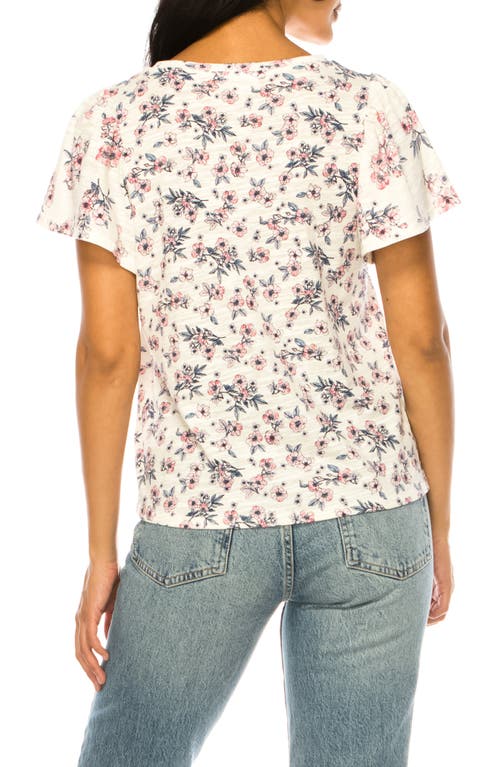 Shop A Collective Story Floral Flutter Sleeve T-shirt In Blue Indigo