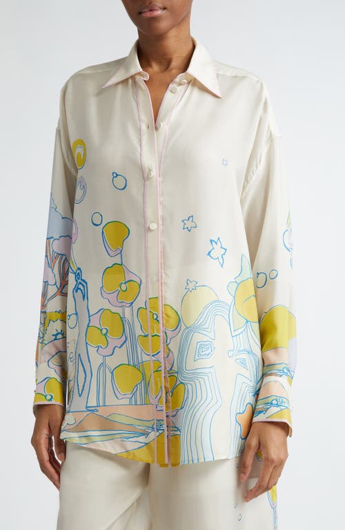 Shop Zimmermann Pop Print Relaxed Silk Shirt In Watercolour Multi