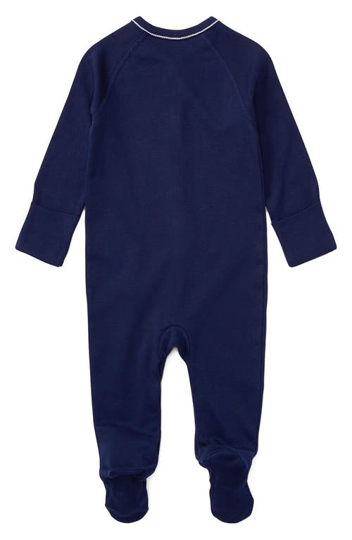 Shop Ralph Lauren Footie In French Navy W/white Stitching