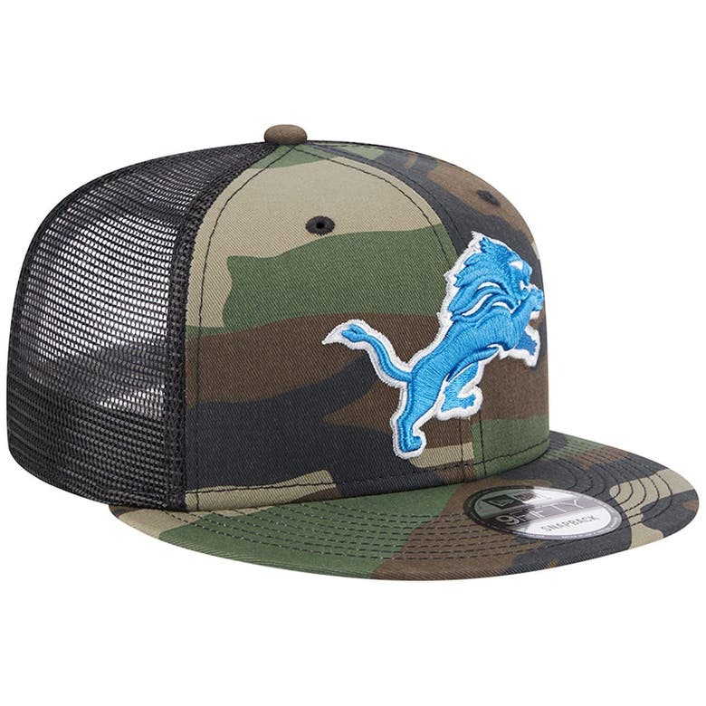 Detroit Lions Men's New Era 9Fifty Camo Snapback Trucker Hat