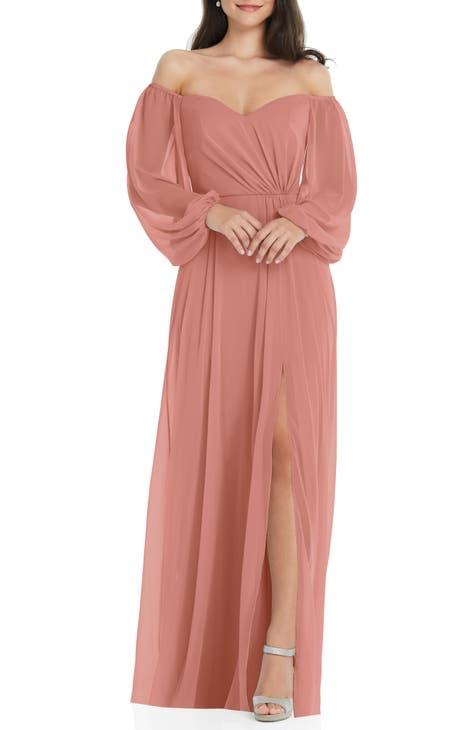 Long pink dress with long sleeve underneath.  Pink long dress, Formal dresses  long, Dress