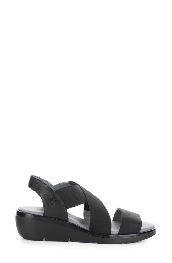 Shop Fly London Noli Slingback Wedge Sandal In Black Mousse