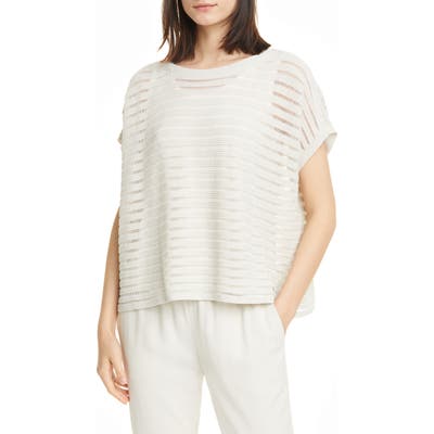 Eileen Fisher Boat Neck Organic Cotton & Recycled Nylon Knit Top, Beige