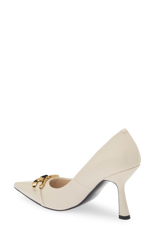 Shop Jeffrey Campbell Authority Pointed Toe Pump In Ivory Crinkle/gold