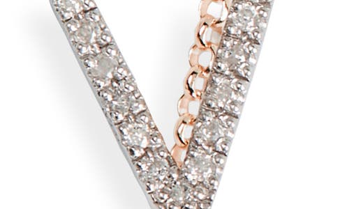 Meshmerise Bezel Diamond Initial Chain Necklace In Rose-v