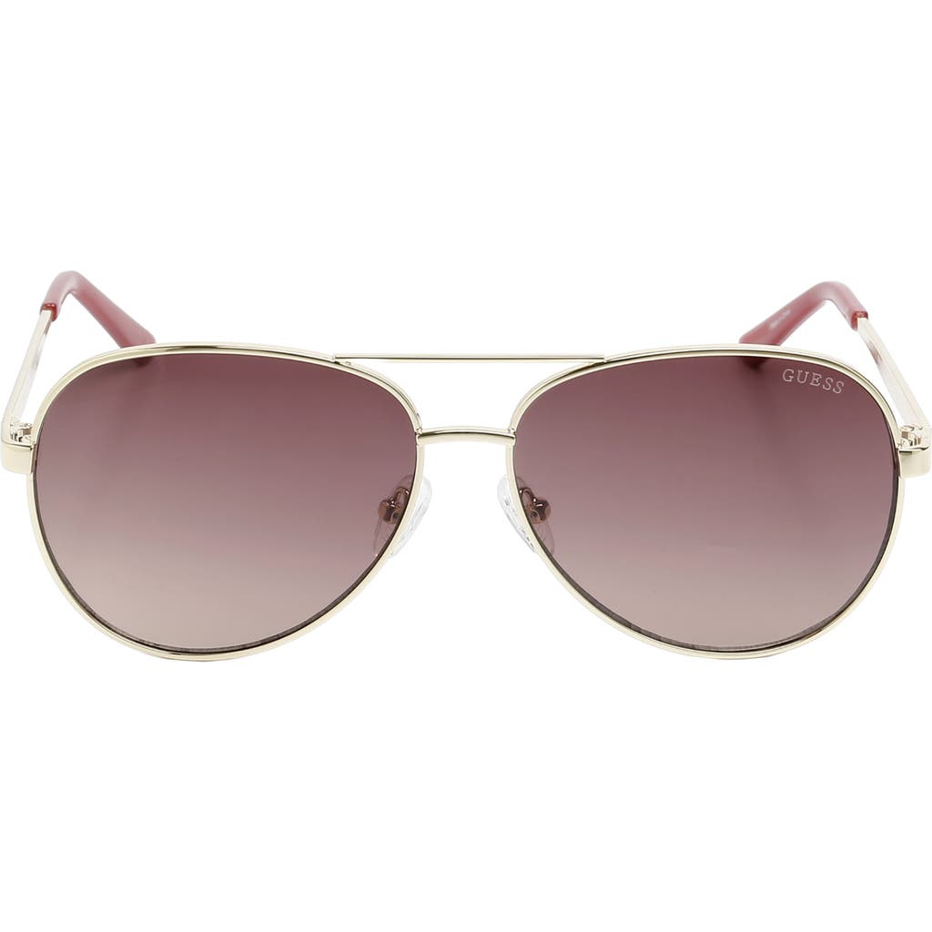 Shop Guess 60mm Pilot Sunglasses In Gold/gradient Bordeaux