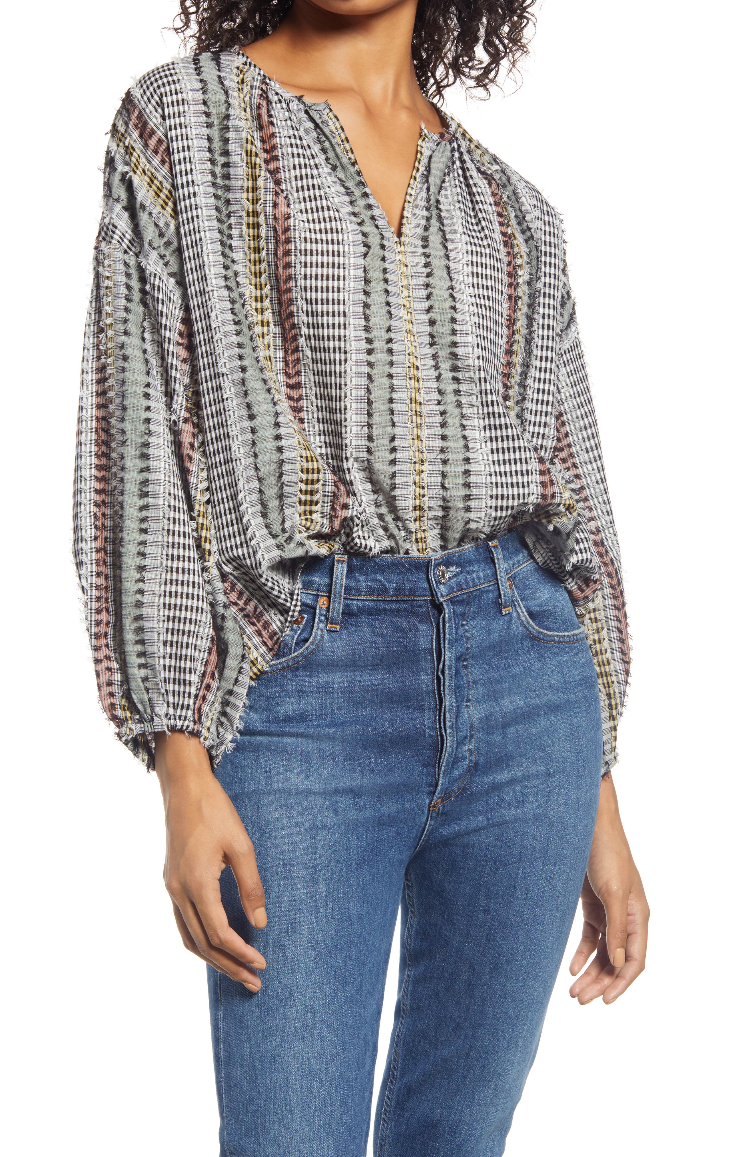 grey peasant blouse