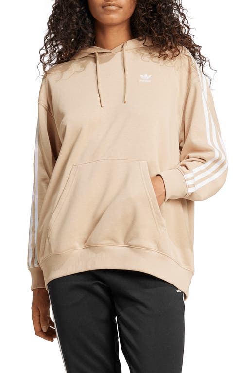 Shop Adidas Originals Adidas Adicolor 3-stripes Oversize Hoodie In Magic Beige