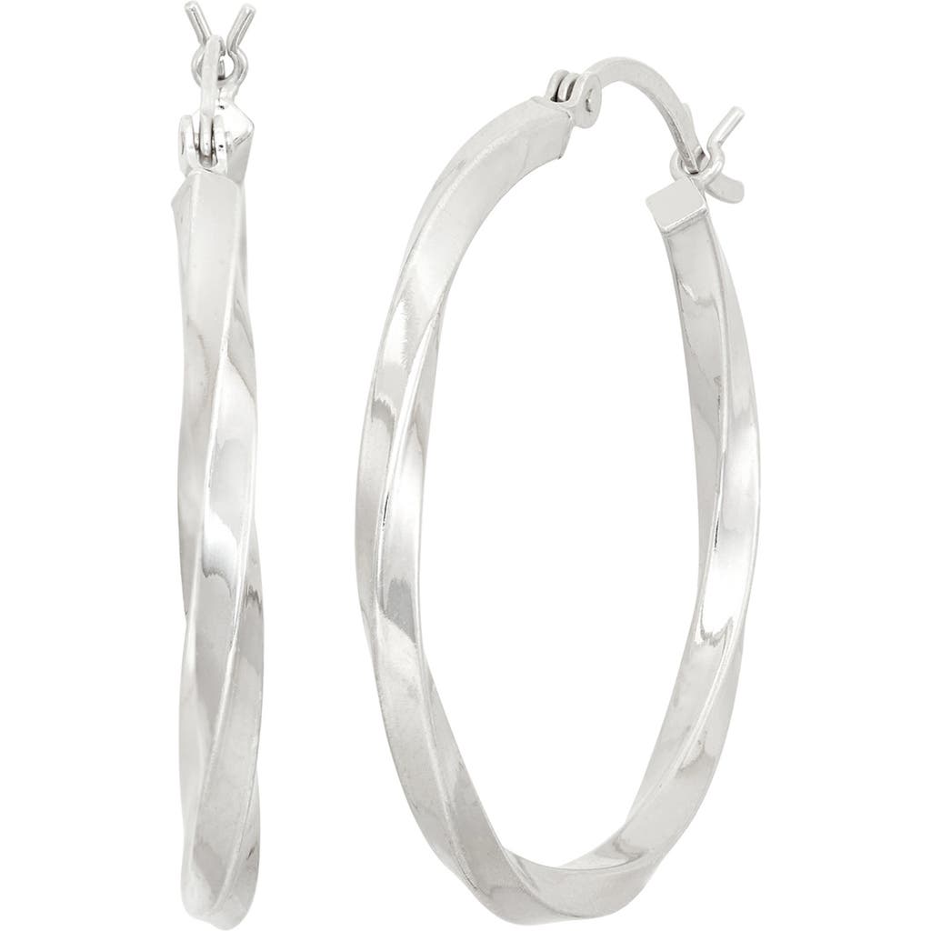 Fzn Sterling Silver Twist Hoop Earrings In White