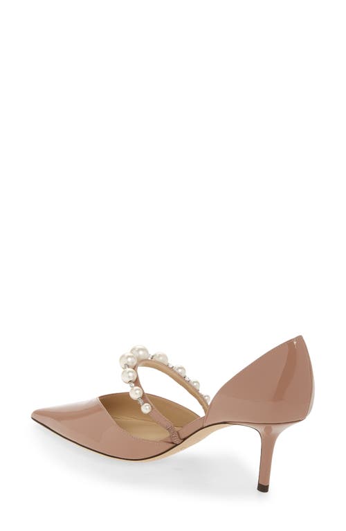 Shop Jimmy Choo Aurelie Imitation Pearl Strap Pointed Toe Pump In Ballet Pink/white