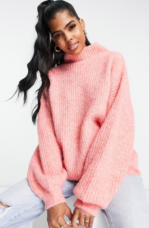 ASOS DESIGN Mock Neck Oversize Sweater in Pink