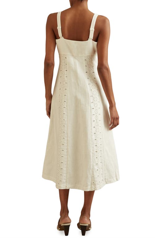 Shop Reiss Clarice Eyelet Trim Sleeveless Midi Dress In Ivory