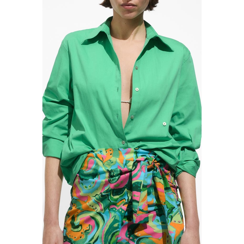 Mango Women's Buttoned Cotton Shirt In Green