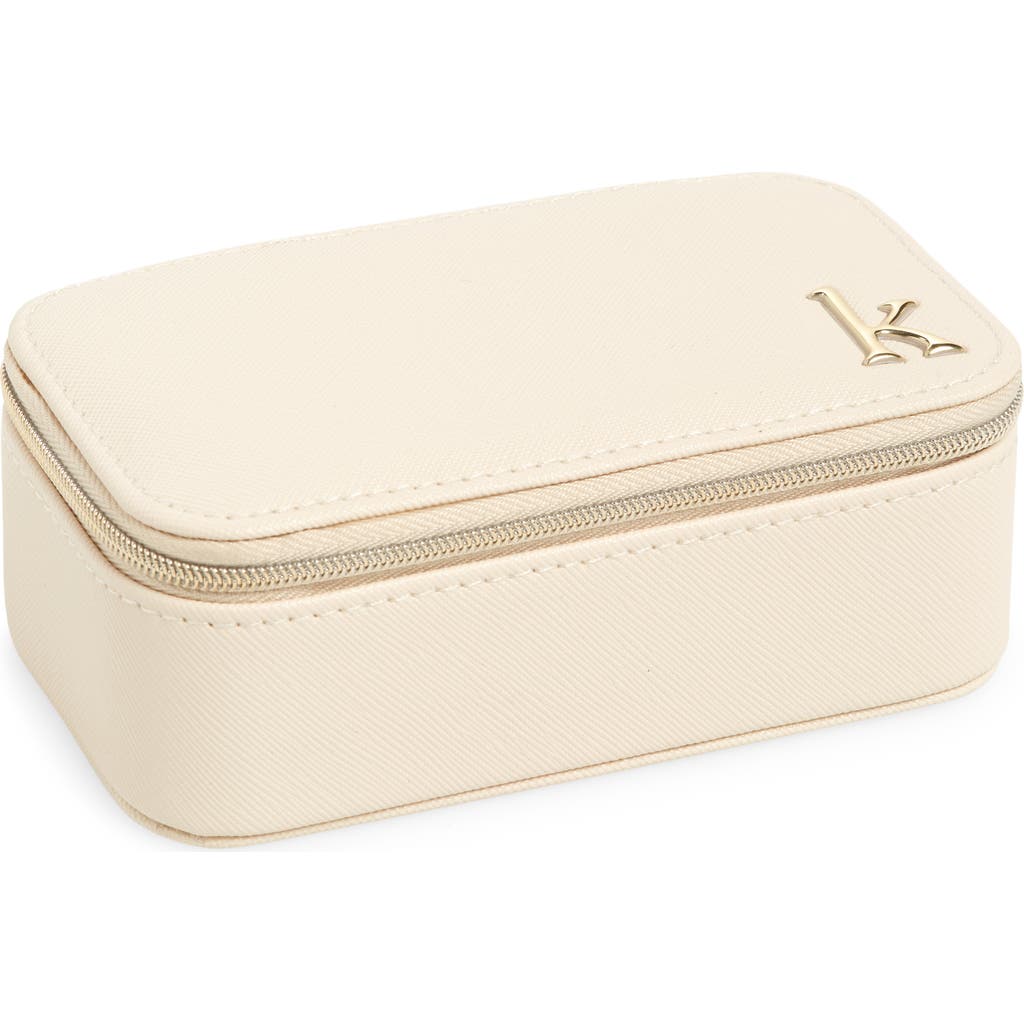 Nordstrom Initial Rectangular Jewelry Box In K- Cream- Gold