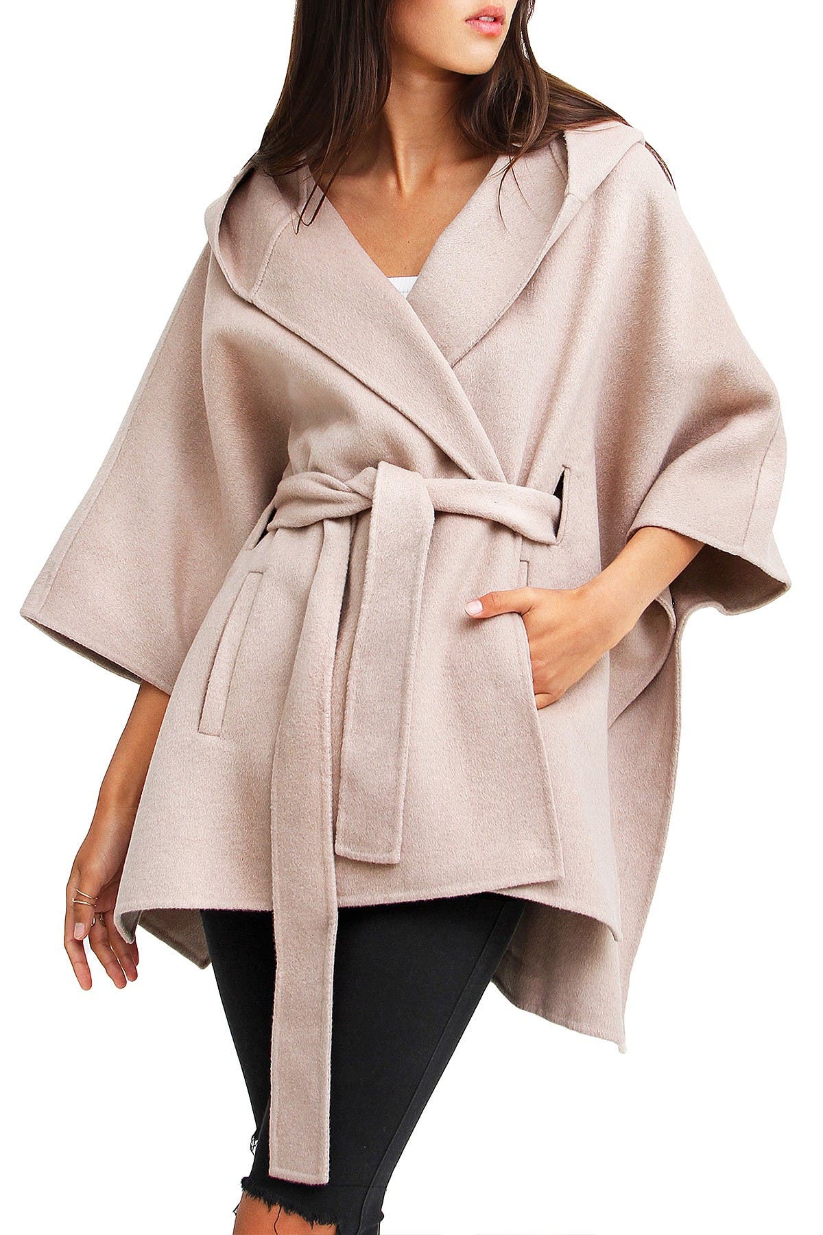 LOFT Ribbed Belted Pocket Wrap Womens Clothing Coats Capes 