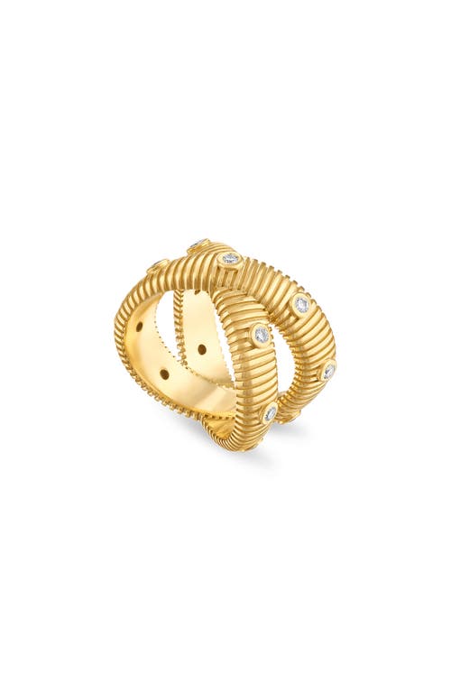 Clio Diamond Crossover Band Ring in Gold