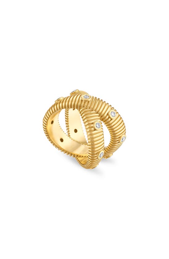 Pamela Zamore Clio Diamond Crossover Band Ring In Gold