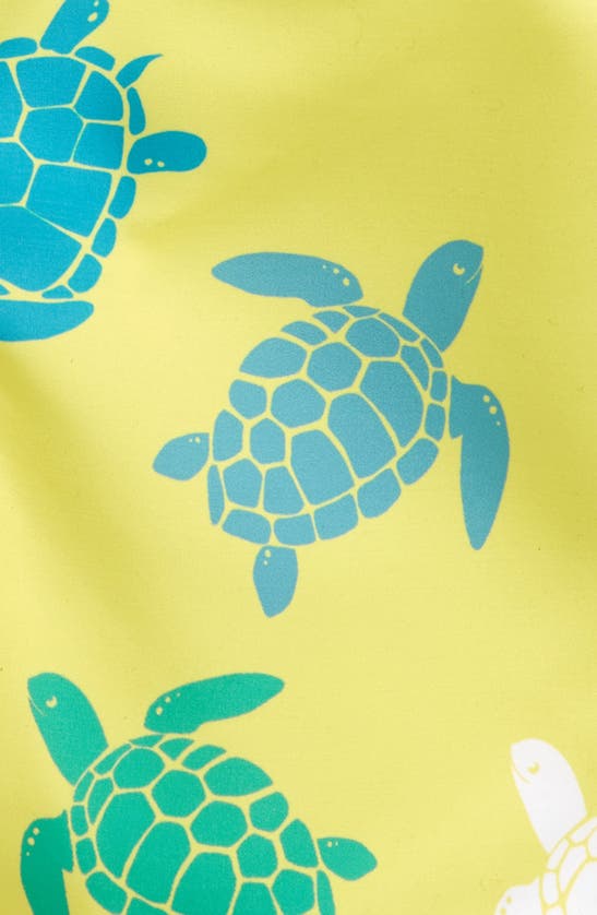 Shop Mini Boden Kids' Turtle Print Swim Trunks In Yellow Turtles
