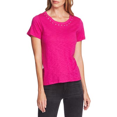 Vince Camuto Studded Crewneck Tee, Pink