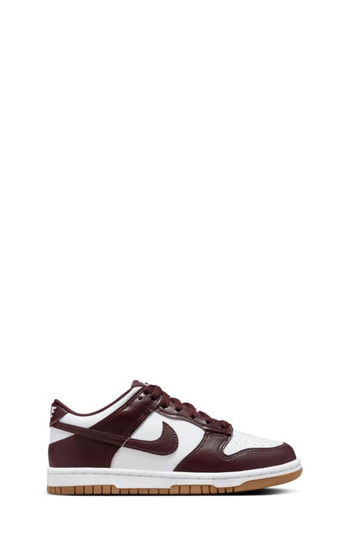 Nike Kids' Dunk Low Basketball Sneaker In White/burgundy/light Brown
