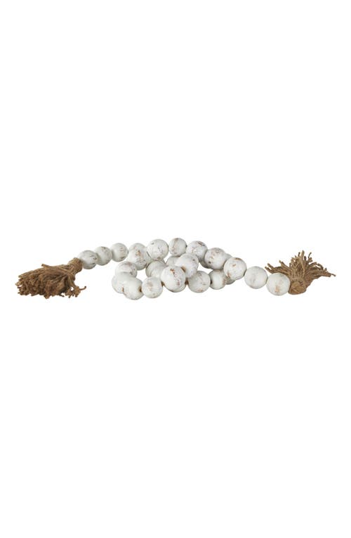 Willow Row Bohemian Wood Beaded Tassel Garland In Cream