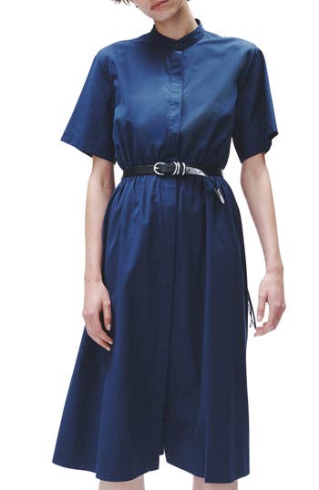 Rag & Bone Ronan Cotton Midi Shirtdress In Navy