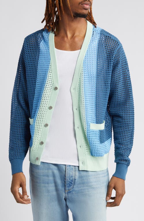 Obey Anderson '60s Stripe Cotton Cardigan Coronet Blue Multi at Nordstrom,