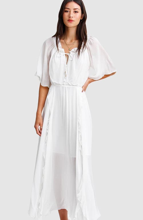 Shop Belle & Bloom Amour Amour Ruffled Midi Dress In White