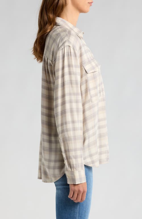 Shop Treasure & Bond Boxy Plaid Flannel Button-up Shirt In Ivory Dove Sophie Plaid