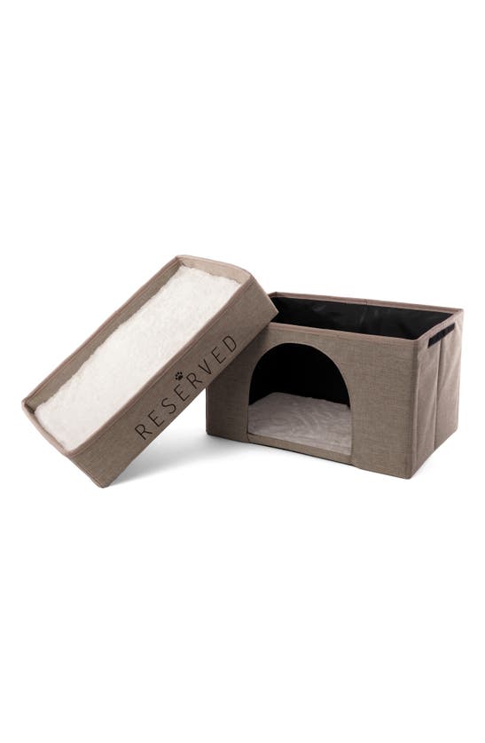 Precious Tails Linen Cat Cave With Storage In Natural