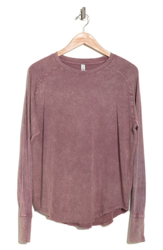 Z By Zella Vintage Washed Relaxed Long Sleeve Tee In Purple Taupe