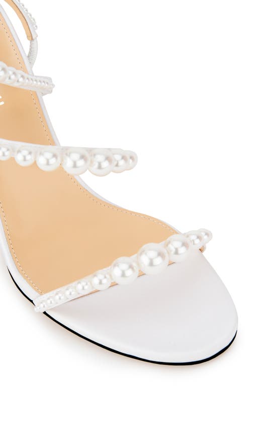 Shop Mach & Mach Sirene Imitation Pearl Embellished Slingback Sandal In White