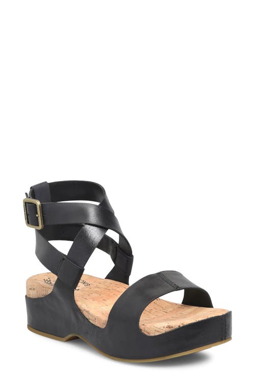 Kork-Ease Yadira Ankle Strap Platform Sandal Black Leather at Nordstrom,