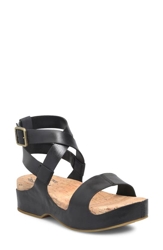 Shop Kork-ease Yadira Ankle Strap Platform Sandal In Black Leather