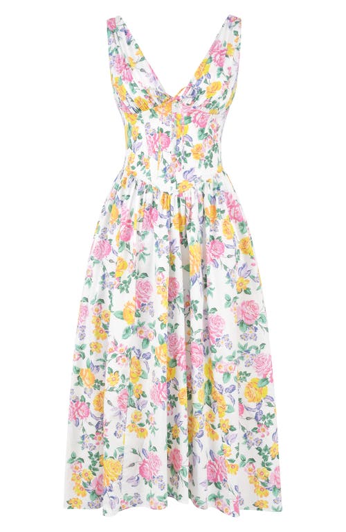 House Of Cb Emmelina Floral Cotton Blend Dress In Yellow Flower Print